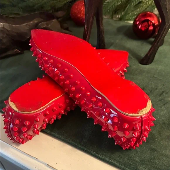 Christian Louboutin Candy Apple Red Spike Flats 38 - Picture 7 of 9
